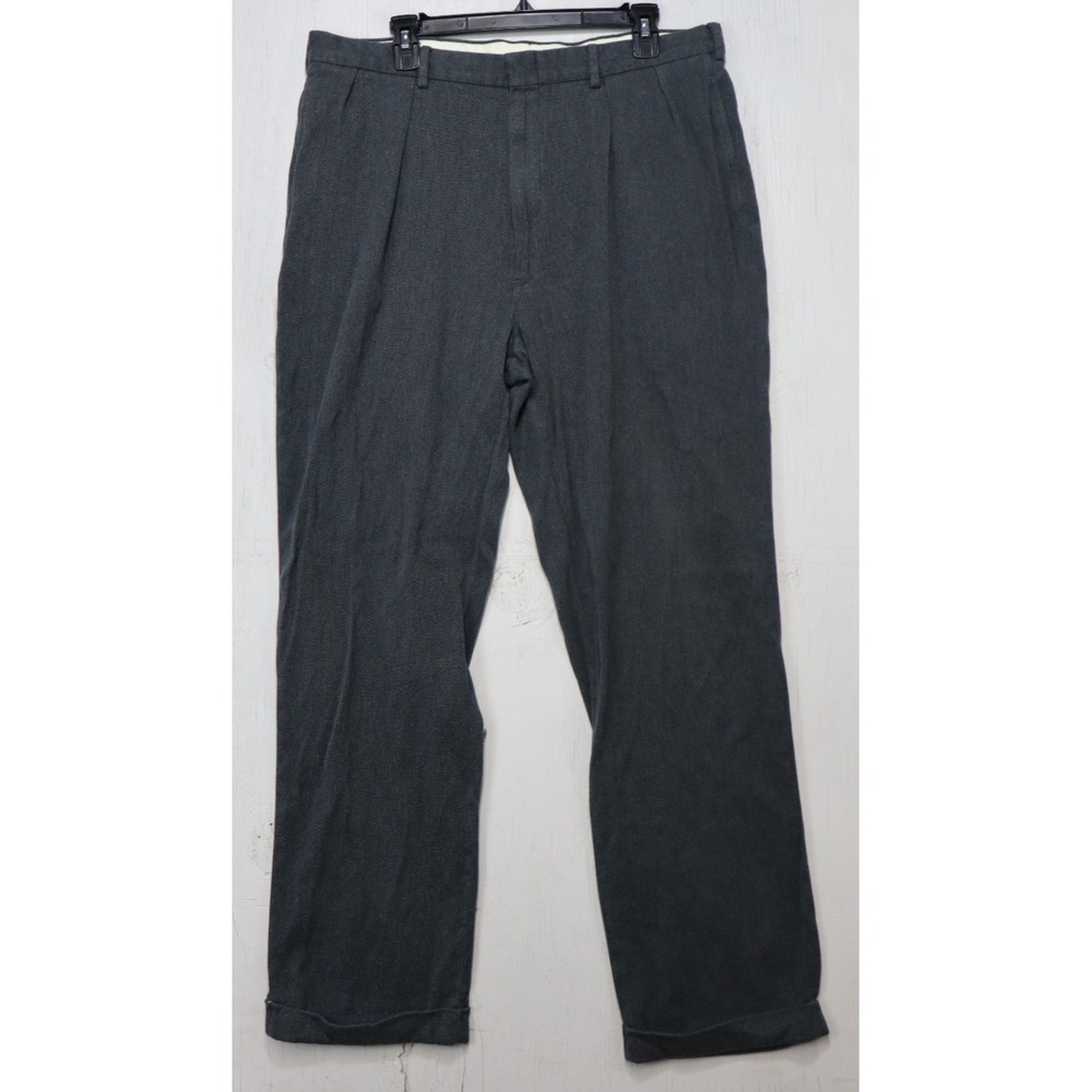 Mens Vintage Polo Ralph Lauren Gray Pleated Dress Pants Slacks Size 38x34 Cotton
